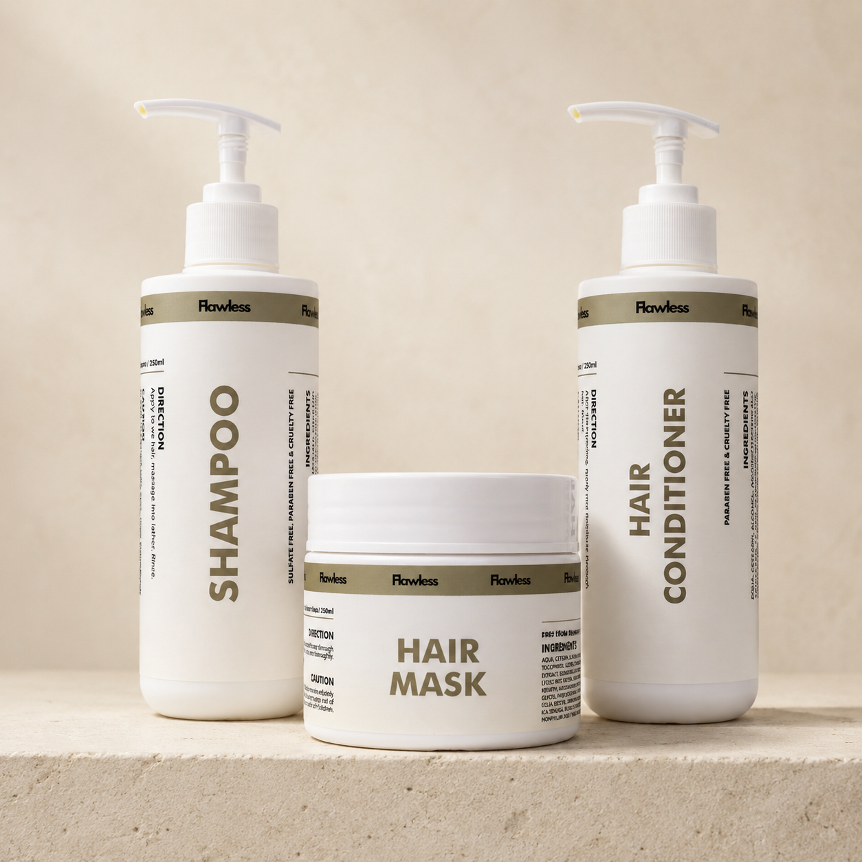 Flawless Hair® Haircare Trio | Shampoo, Conditioner & Haarmasker