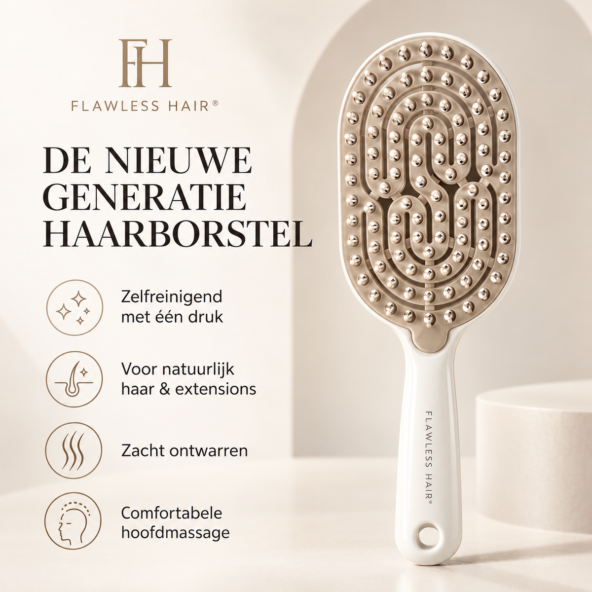 Flawless Hair® Self-Cleaning Brush