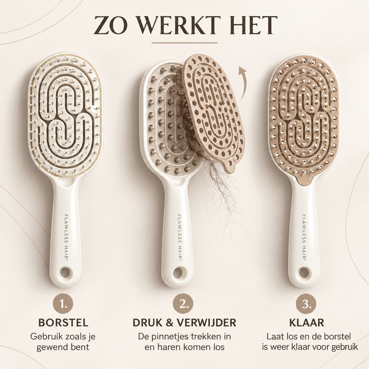 Flawless Hair® Self-Cleaning Brush