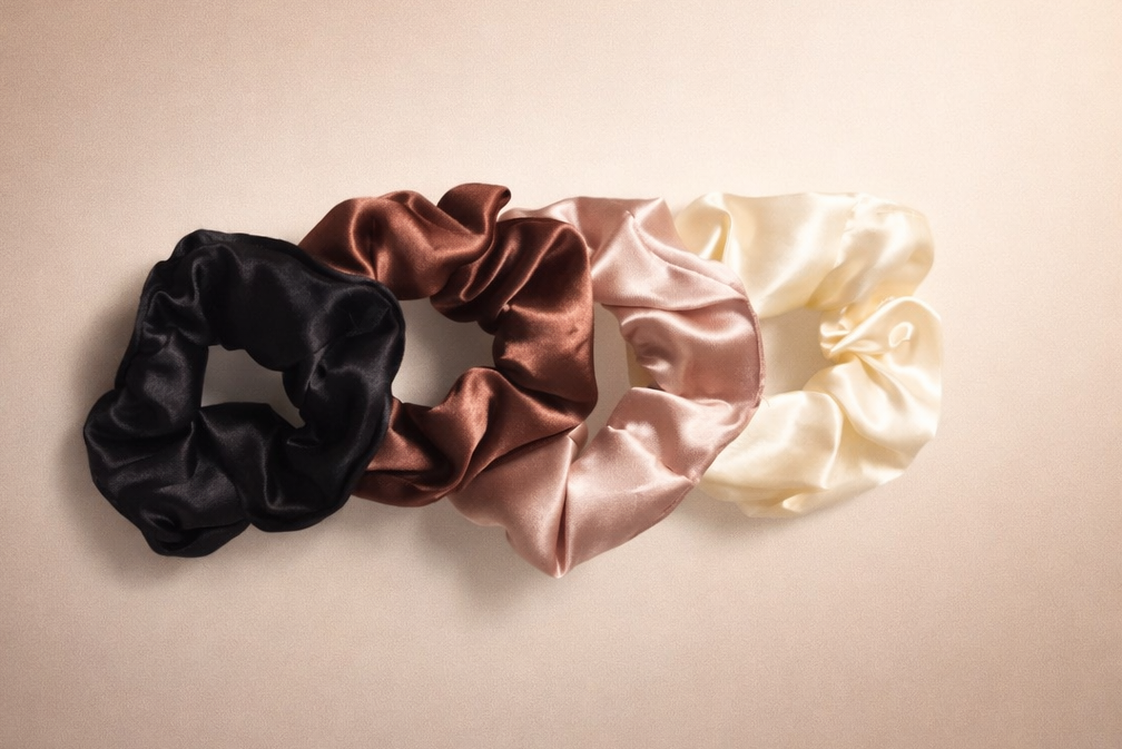 Flawless Satin Scrunchies groot – 4-pack